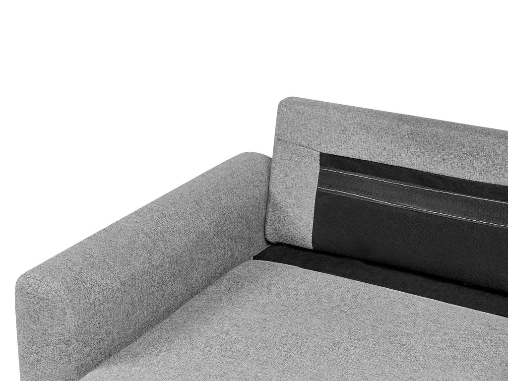 Corner Sofa Bed NASSJO Faux Linen Grey 3 Seater Right Hand