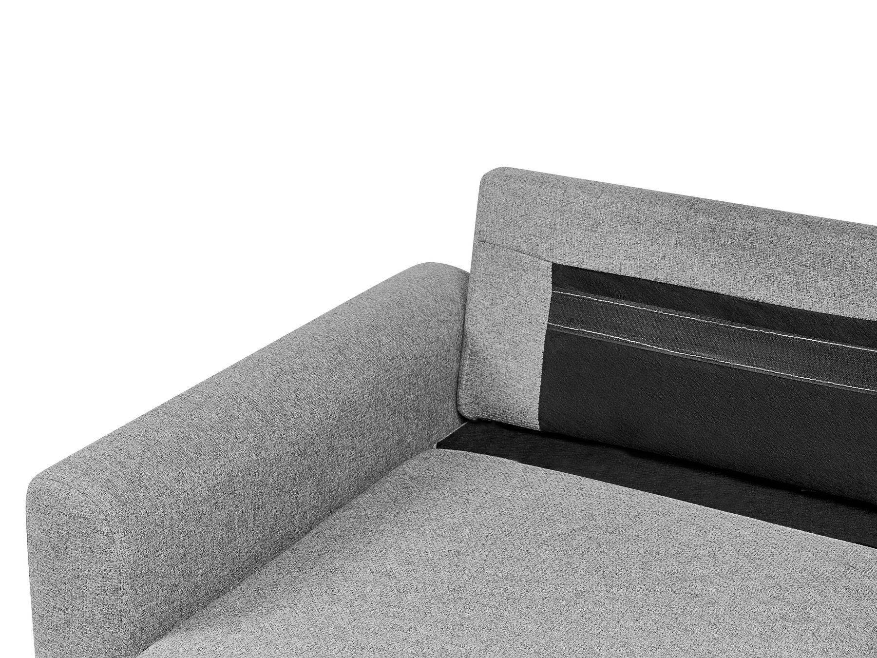 Corner Sofa Bed NASSJO Faux Linen Grey 3 Seater Right Hand
