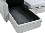 Corner Sofa Bed NASSJO Faux Linen Grey 3 Seater Right Hand