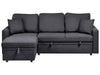 Corner Sofa Bed Faux Linen Black 3 Seater Right Hand
