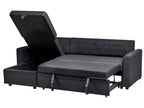 Corner Sofa Bed NASSJO Faux Linen Black 3 Seater Right Hand