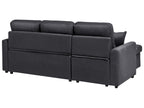 Corner Sofa Bed NASSJO Faux Linen Black 3 Seater Right Hand