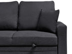 Corner Sofa Bed NASSJO Faux Linen Black 3 Seater Right Hand
