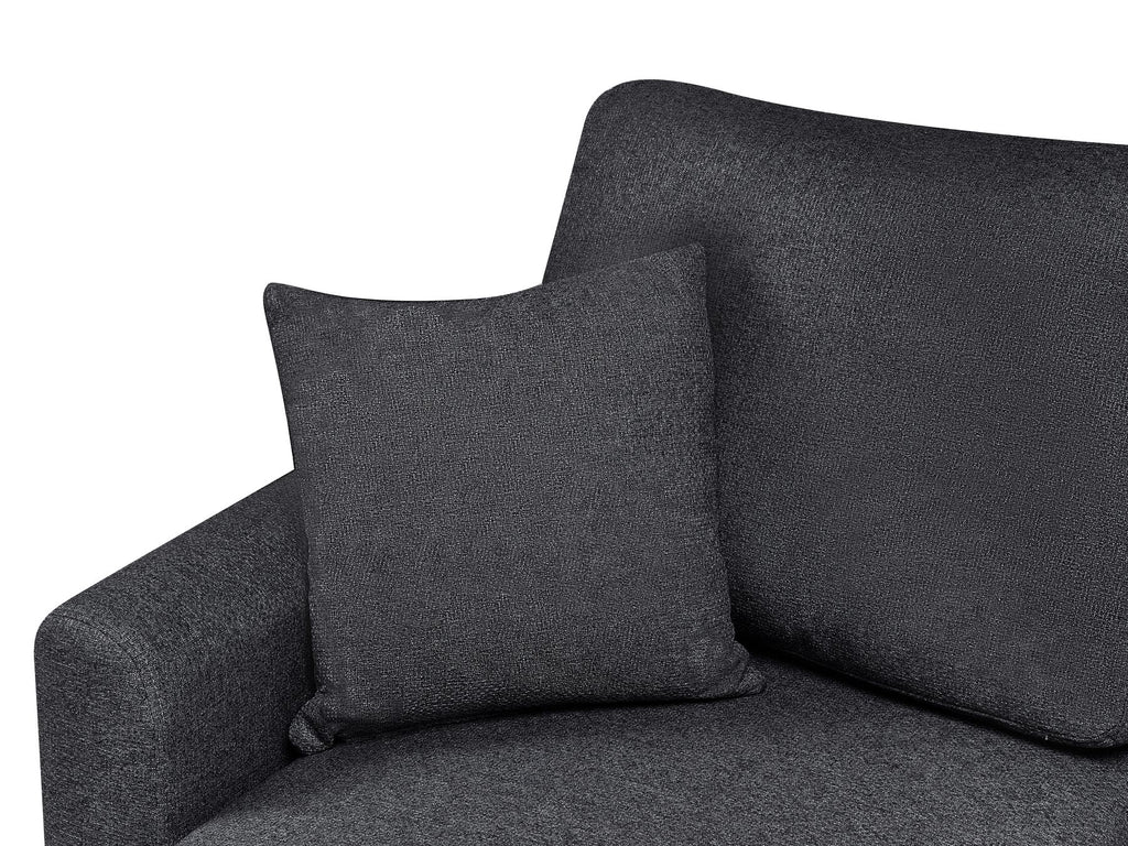 Corner Sofa Bed NASSJO Faux Linen Black 3 Seater Right Hand