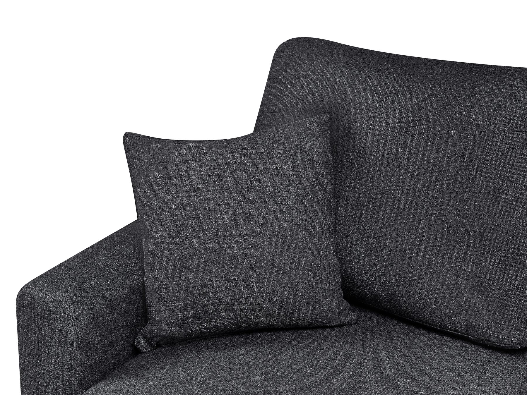 Corner Sofa Bed NASSJO Faux Linen Black 3 Seater Right Hand