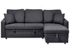 Corner Sofa Bed Faux Linen Black 3 Seater Left Hand