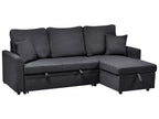 Corner Sofa Bed NASSJO Faux Linen Black 3 Seater Left Hand