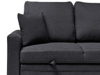 Corner Sofa Bed NASSJO Faux Linen Black 3 Seater Left Hand