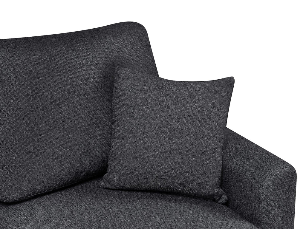 Corner Sofa Bed NASSJO Faux Linen Black 3 Seater Left Hand