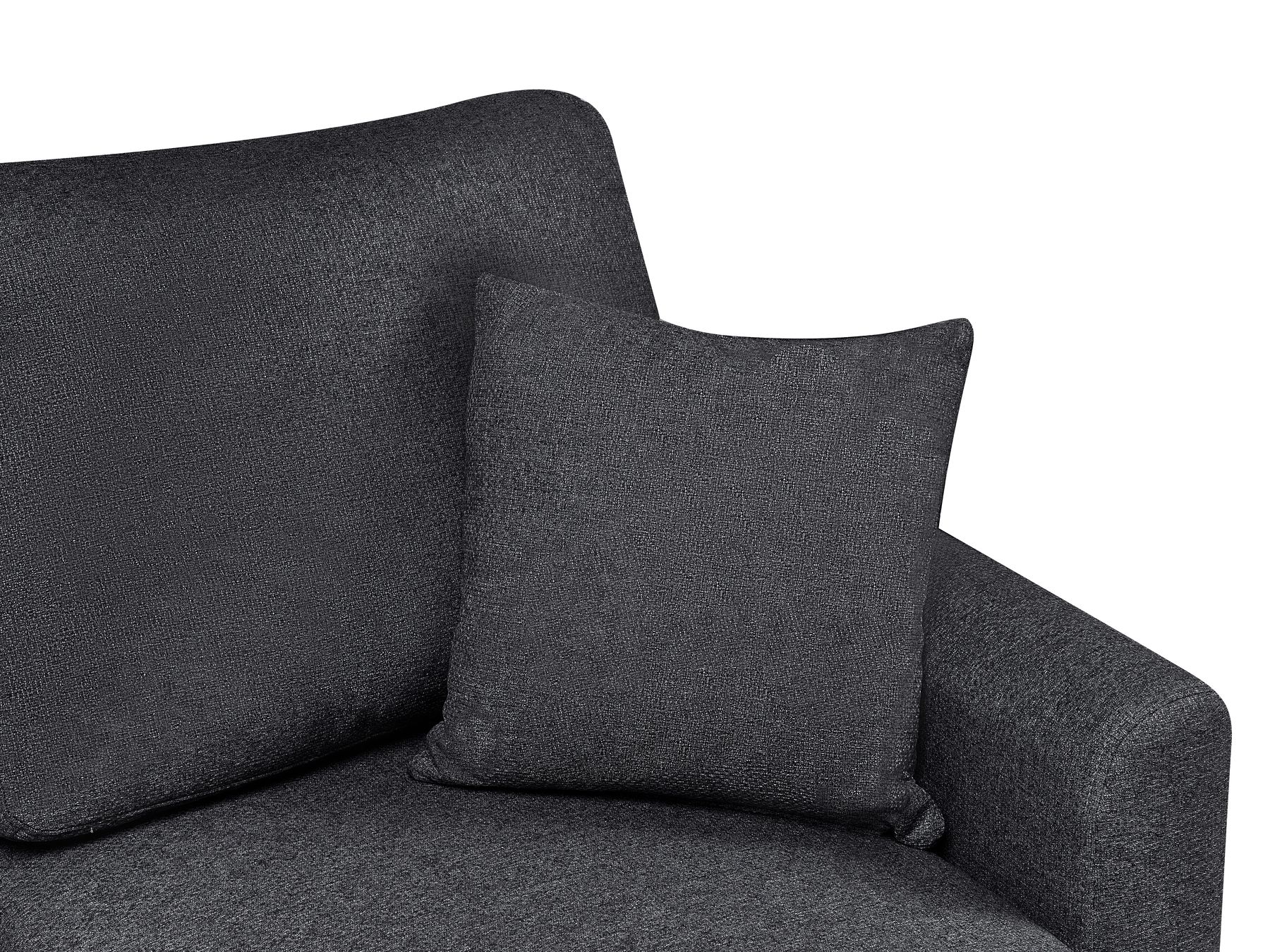 Corner Sofa Bed NASSJO Faux Linen Black 3 Seater Left Hand