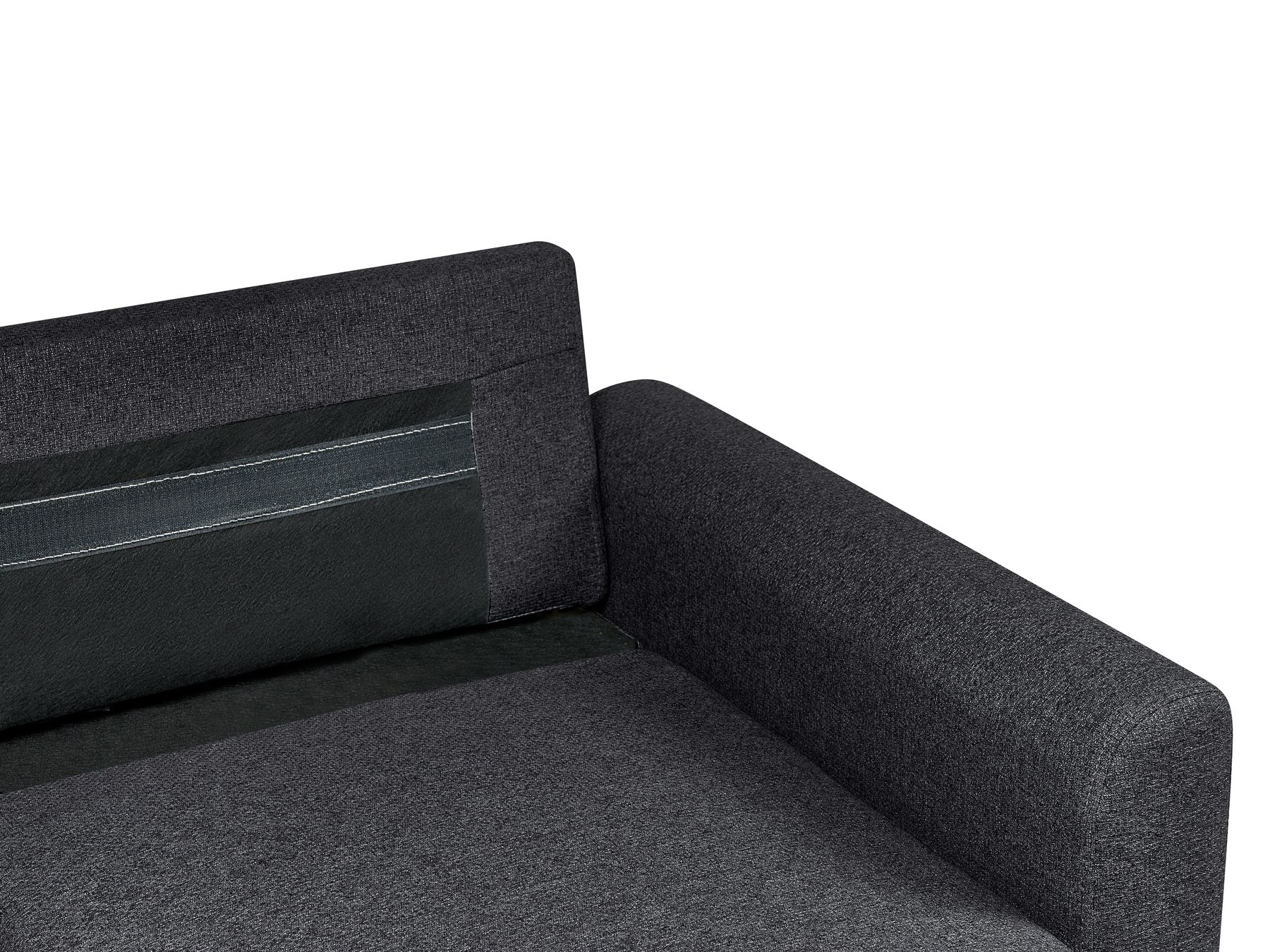 Corner Sofa Bed NASSJO Faux Linen Black 3 Seater Left Hand
